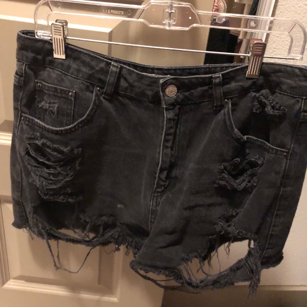 Top Shop Mom denim shorts black